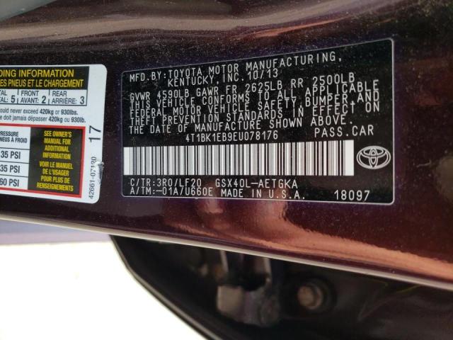 4T1BK1EB9EU078176 - 2014 TOYOTA AVALON BASE Bordo foto 12