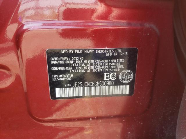 JF2SJCNC6GH500980 - 2016 SUBARU FORESTER 2.5I RED photo 14