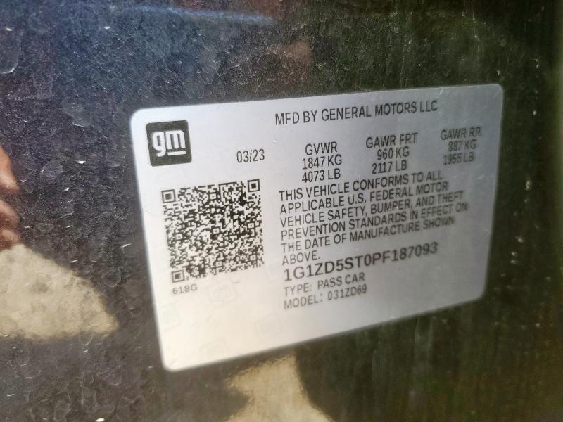 1G1ZD5ST0PF187093 - 2023 CHEV MALIBU LT 黑色 照片 12