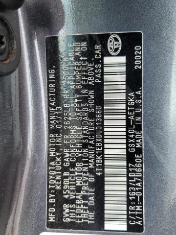 4T1BK1EBXDU013660 - 2013 TOYOTA AVALON BASE CHARCOAL photo 12