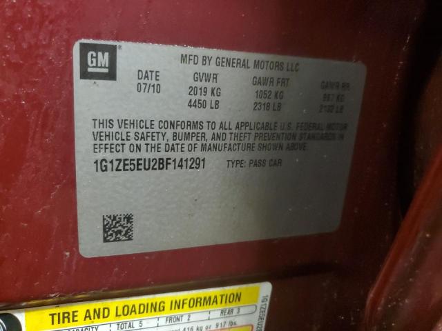 1G1ZE5EU2BF141291 - 2011 CHEVROLET MALIBU LTZ წითელი ფოტო 12