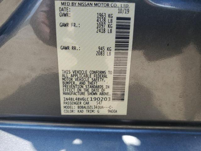 1N4BL4BV6LC190203 - 2020 NISSAN ALTIMA S GRAY photo 12