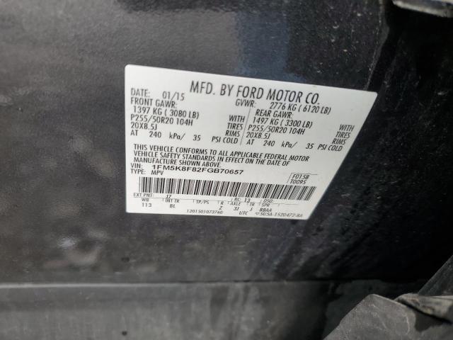 1FM5K8F82FGB70657 - 2015 FORD EXPLORER LIMITED GRAY photo 13