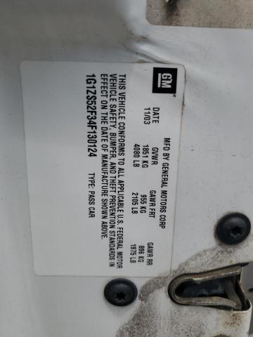 1G1ZS52F34F130124 - 2004 CHEVROLET MALIBU WHITE photo 12