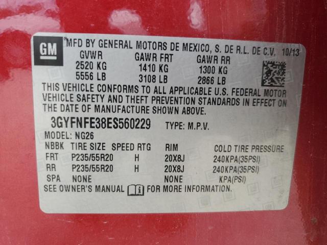 3GYFNFE38ES560229 - 2014 CADILLAC SRX PERFORMANCE COLLECTION RED photo 13