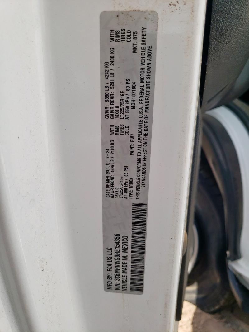 3C6MRVWG0RE154356 - 2024 RAM PROMASTER 3500 STANDARD أبيض صورة 13