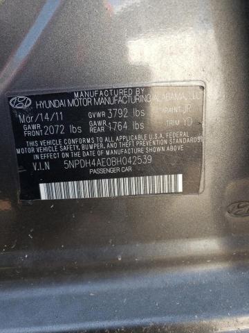 5NPDH4AE0BH042539 - 2011 HYUNDAI ELANTRA GLS GRAY photo 13