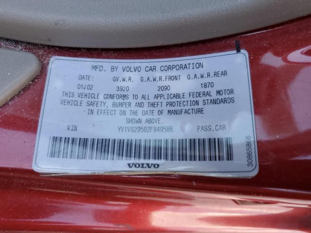 YV1VS29582F849586 - 2002 VOLVO S40 1.9T RED photo 12