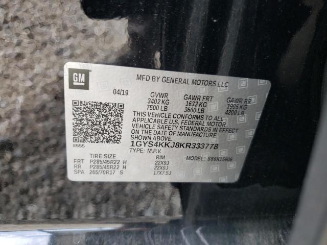 1GYS4KKJ8KR333778 - 2019 CADILLAC ESCALADE ESV PLATINUM შავი ფოტო 13