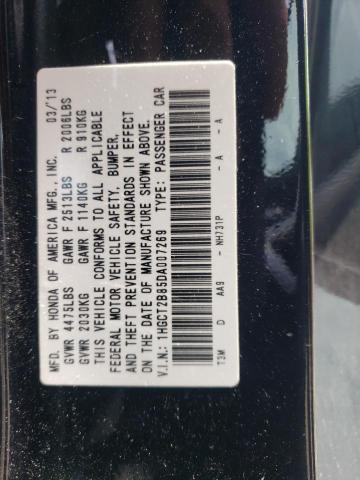 1HGCT2B85DA007269 - 2013 HONDA ACCORD EXL BLACK photo 12