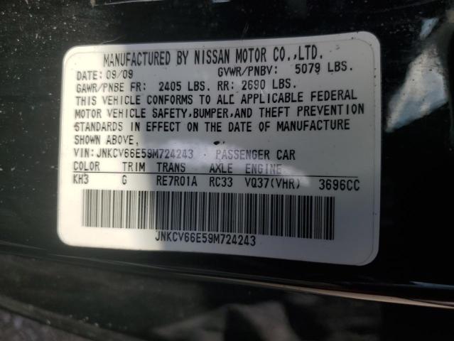 JNKCV66E59M724243 - 2009 INFINITI G37 BASE BLACK photo 12