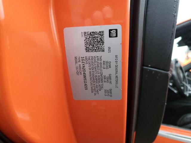 1G1YA2D45M5114215 - 2021 CHEVROLET CORVETTE STINGRAY 1LT ORANGE photo 12