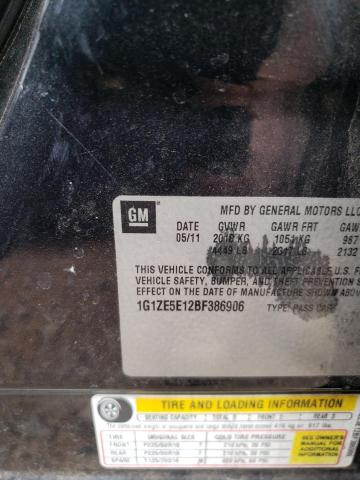 1G1ZE5E12BF386906 - 2011 CHEVROLET MALIBU LTZ შავი ფოტო 12