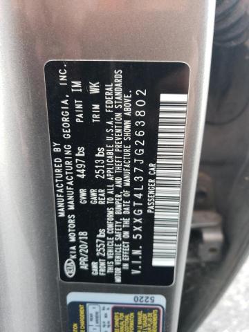 5XXGT4L37JG263802 - 2018 KIA OPTIMA LX ნაცრისფერი ფოტო 12