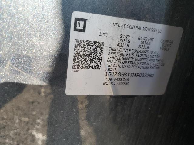 1G1ZG5ST7MF037260 - 2021 CHEVROLET MALIBU RS BLACK photo 12