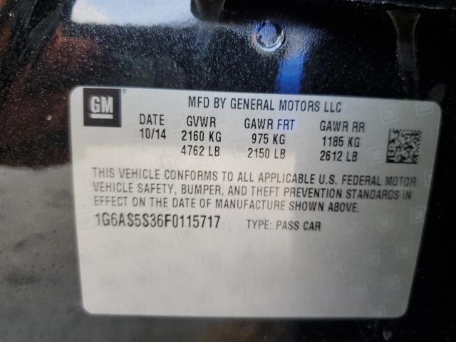 1G6AS5S36F0115717 - 2015 CADILLAC CTS PERFORMANCE COLLECTION Siyah fotoğraf 12