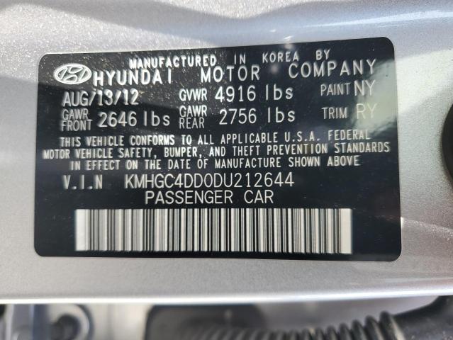 KMHGC4DD0DU212644 - 2013 HYUNDAI GENESIS 3.8L SILVER photo 12