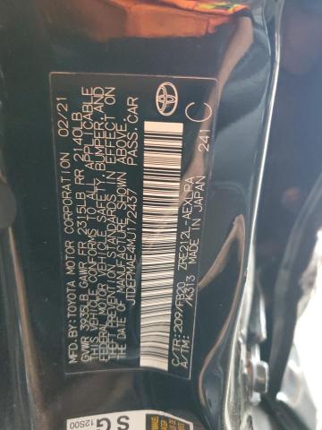 JTDEPMAE4MJ172437 - 2021 TOYOTA COROLLA LE BLACK photo 12