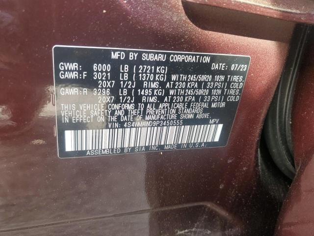 4S4WMAWD9P3450555 - 2023 SUBARU ASCENT TOURING MAROON photo 13