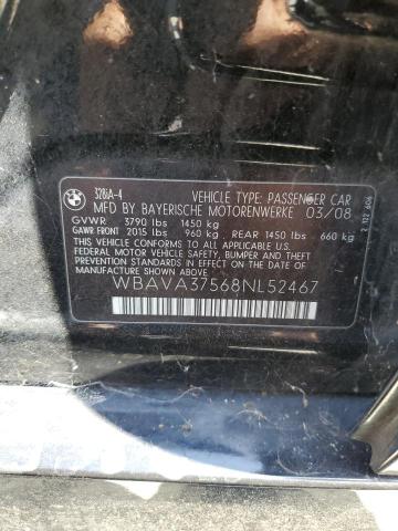 WBAVA37568NL52467 - 2008 BMW 1 SERIES I 黑色 照片 12