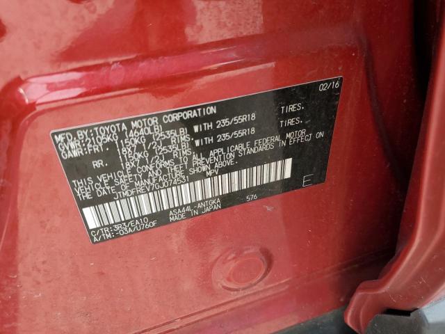 JTMDFREV7GJ074531 - 2016 TOYOTA RAV4 LIMITED RED photo 14