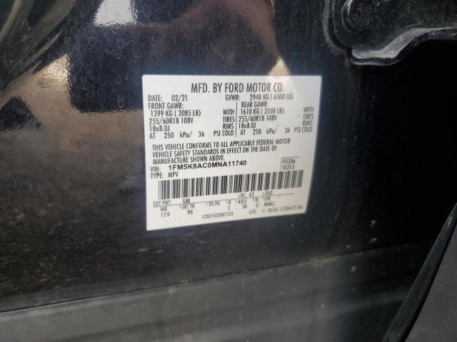 1FM5K8AC0MNA11740 - 2021 FORD EXPLORER POLICE INTERCEPTOR BLACK photo 14