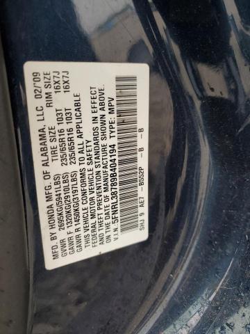 5FNRL38789B404194 - 2009 HONDA ODYSSEY EXL BLUE photo 14