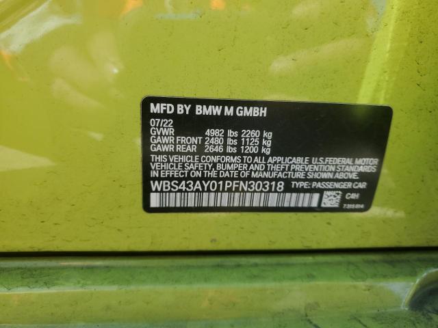 WBS43AY01PFN30318 - 2023 BMW M3 COMPETITION GREEN photo 13