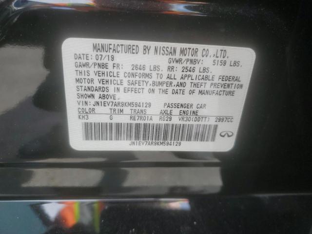 JN1EV7AR9KM594129 - 2019 INFINITI Q50 LUXE შავი ფოტო 12