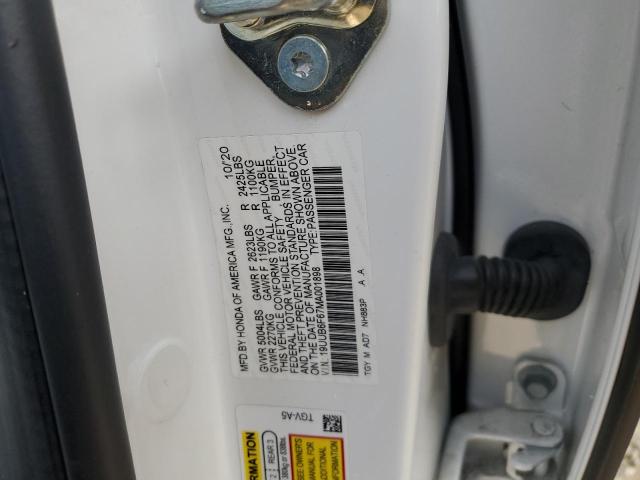 19UUB6F67MA001898 - 2021 ACURA TLX ADVANCE WHITE photo 12