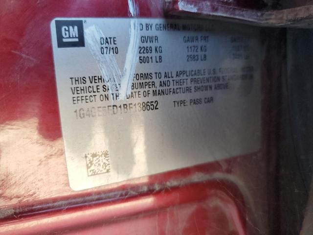 1G4GE5ED1BF138652 - 2011 BUICK LACROSSE CXS BURGUNDY photo 12