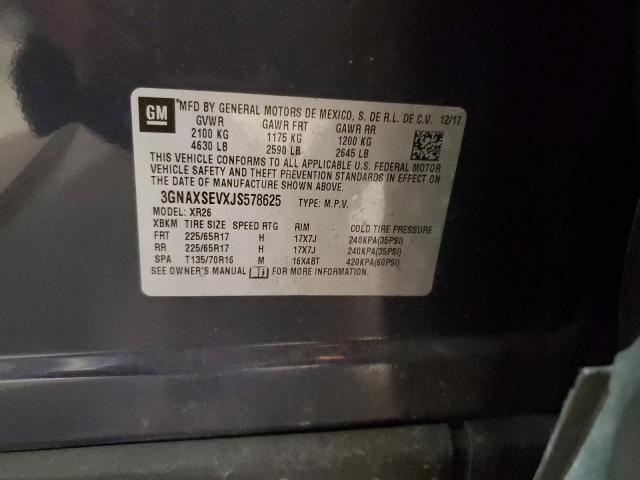 3GNAXSEVXJS578625 - 2018 CHEVROLET EQUINOX LT ლურჯი ფოტო 13