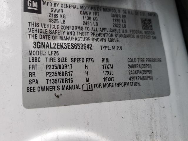 3GNAL2EK3ES653642 - 2014 CHEVROLET CAPTIVA LS WHITE photo 13