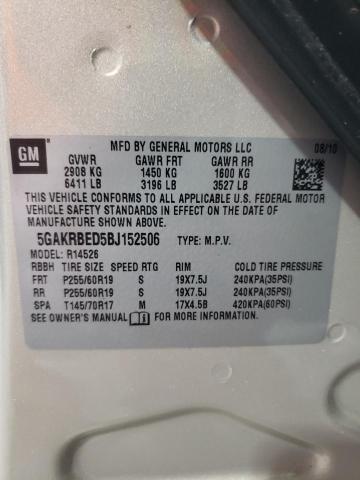 5GAKRBED5BJ152506 - 2011 BUICK ENCLAVE CXL BEIGE photo 13