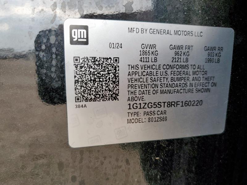 1G1ZG5ST8RF160220 - 2024 CHEVROLET MALIBU RS BLACK photo 13