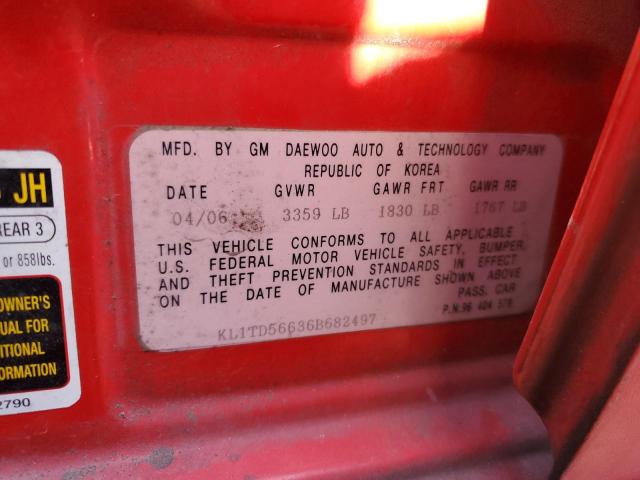 KL1TD56636B682497 - 2006 CHEVROLET AVEO BASE Qırmızı foto 13