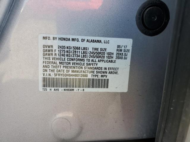 5FRYD3H84HB013980 - 2017 ACURA MDX ADVANCE SILVER photo 13