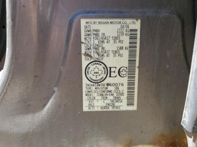 5N1AR18W56C660076 - 2006 NISSAN PATHFINDER LE 棕色 照片 14