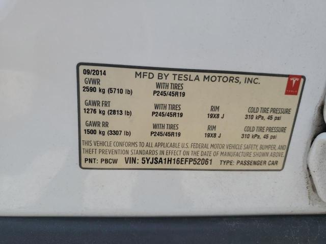 5YJSA1H16EFP52061 - 2014 TESLA MODEL S Ağ foto 12