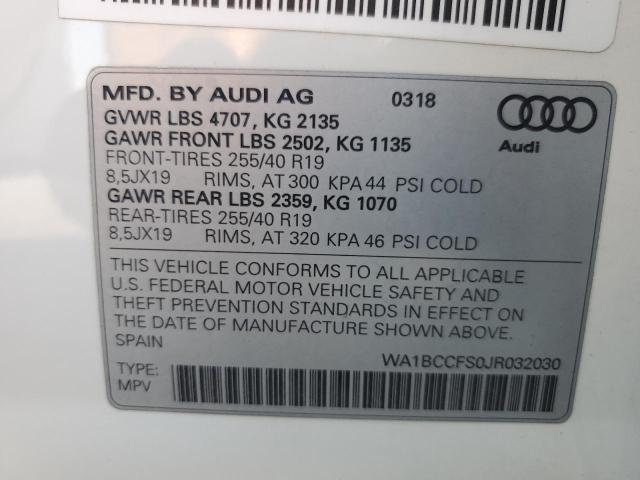 WA1BCCFS0JR032030 - 2018 AUDI Q3 PREMIUM WHITE photo 12