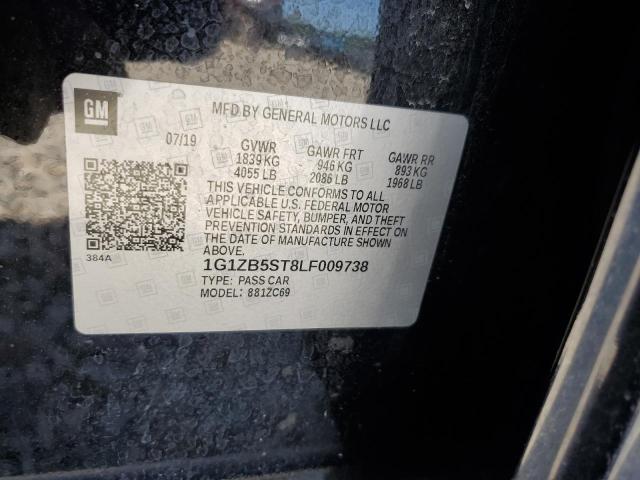 1G1ZB5ST8LF009738 - 2020 CHEVROLET MALIBU LS BLACK photo 12