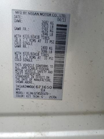 5N1AR2MM0DC673650 - 2013 NISSAN PATHFINDER S SILVER photo 13