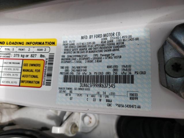 3LN6L5F99HR637545 - 2017 LINCOLN MKZ RESERVE თეთრი ფოტო 12