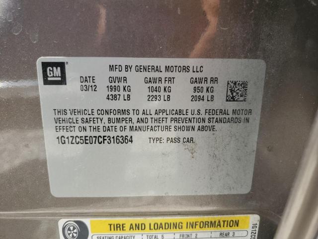 1G1ZC5E07CF316364 - 2012 CHEVROLET MALIBU 1LT 灰色 照片 13