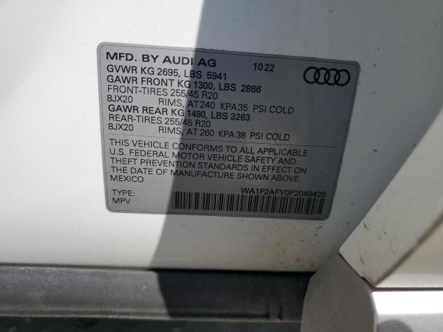 WA1F2AFY0P2049425 - 2023 AUDI Q5 PRESTIGE 55 WHITE photo 12