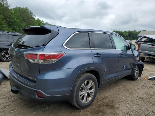 5TDJKRFH3ES037399 - 2014 TOYOTA HIGHLANDER XLE 蓝色 照片 3