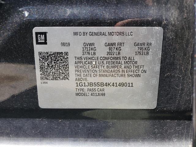 1G1JB5SB4K4149011 - 2019 CHEVROLET SONIC LS GRAY photo 13