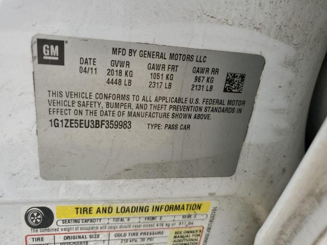 1G1ZE5EU3BF359983 - 2011 CHEVROLET MALIBU LTZ თეთრი ფოტო 12