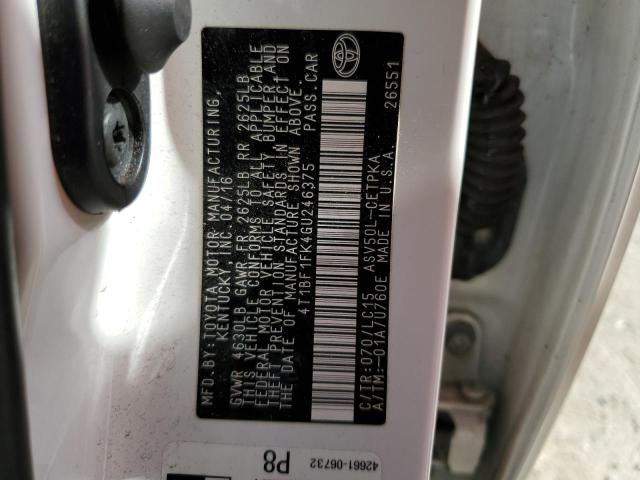 4T1BF1FK4GU246375 - 2016 TOYOTA CAMRY LE WHITE photo 12
