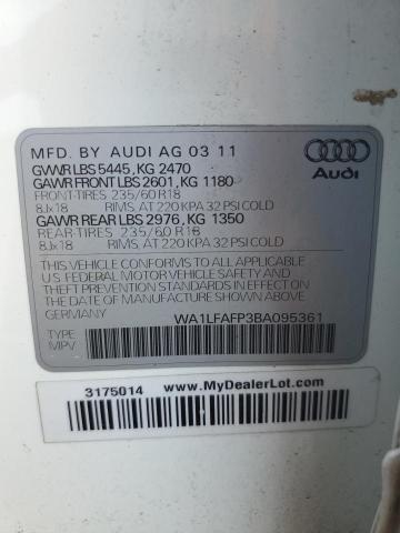 WA1LFAFP3BA095361 - 2011 AUDI Q5 PREMIUM PLUS WHITE photo 13